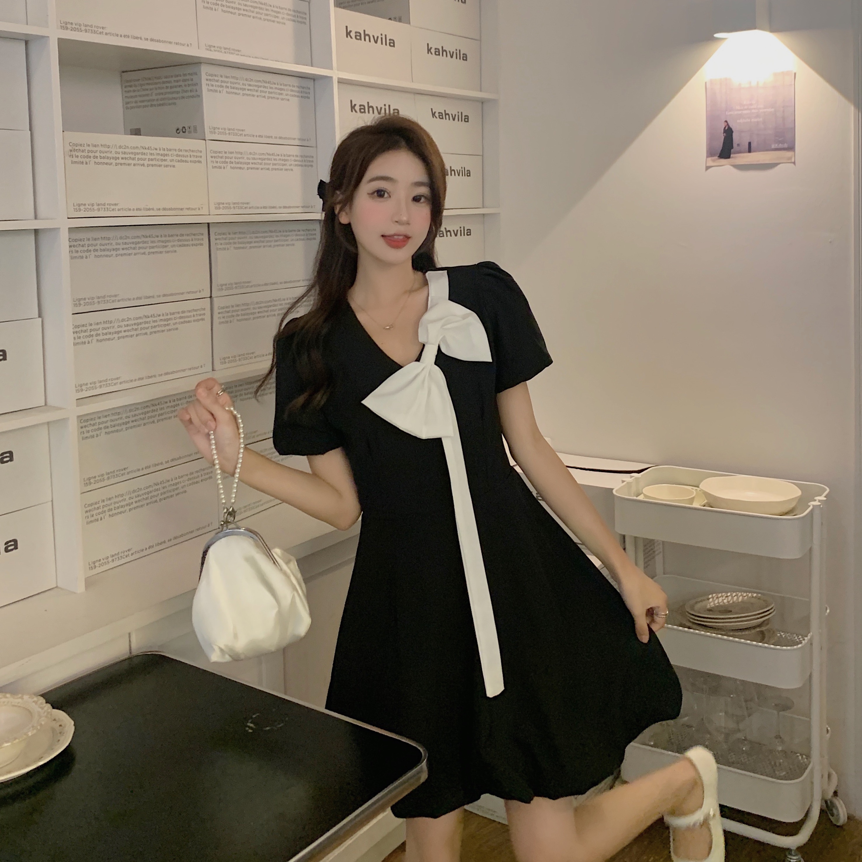 เดรสคนอ้วน เดรสสาวอวบ ชุดเดรสคนอ้วนวัยรุ่นแขนสั้น BY PLUS SIZE Girl
