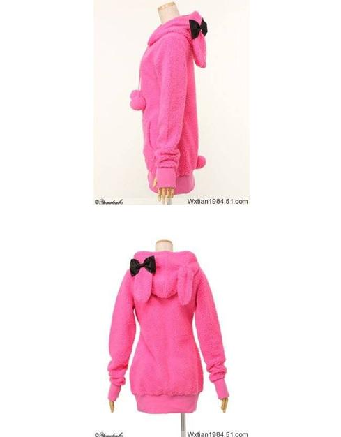 พร้อมส่ง - เสื้อกันหนาวฮู้ดดี้ แฟชั่นเกาหลี กระต่าย น่ารัก เลือกสีด้านใน