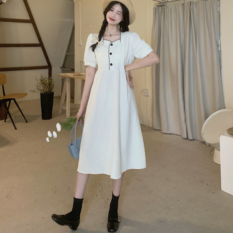 เดรสแขนสั้นมีไซส์L-4XLอก38-47นิ้ว