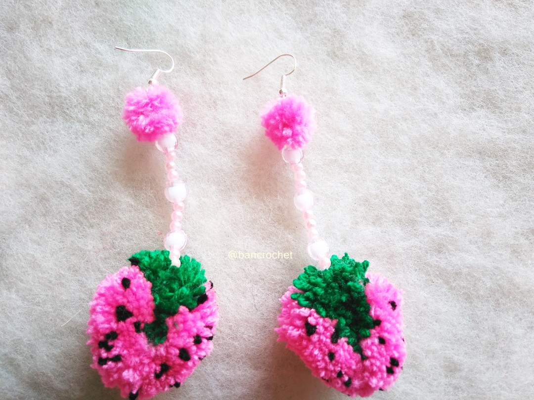 Bancrochet ต่างหูถักโครเชต์ crochet earring หลากสี 4-6 นิ้ว