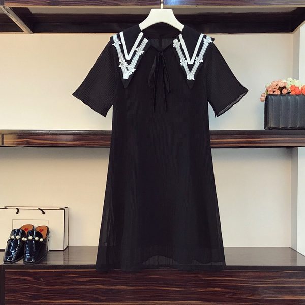 เดรสคนอ้วน เดรสสาวอวบ ชุดเดรสคนอ้วนวัยรุ่นแขนสั้น BY PLUS SIZE Girl