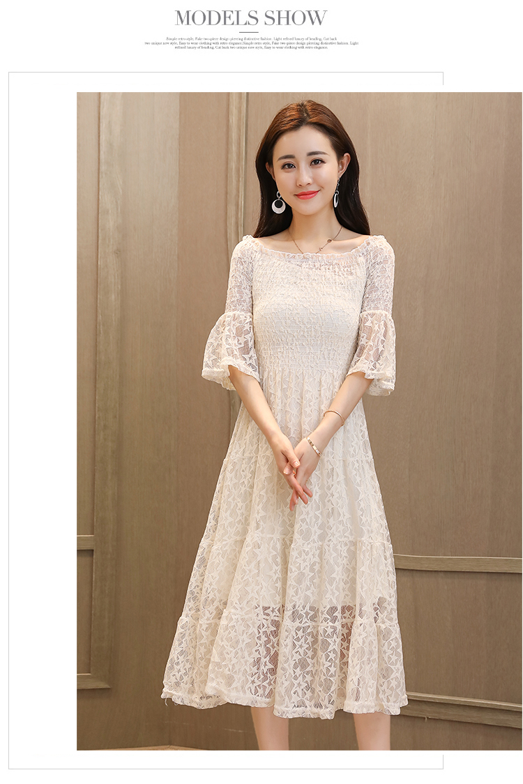 Dress4381 เดรสยาวลูกไม้เปิดไหล่สม็อครอบอก ผ้าลูกไม้ลายดาววิ้งๆ งานดีทรงสวยหรูดูแพง