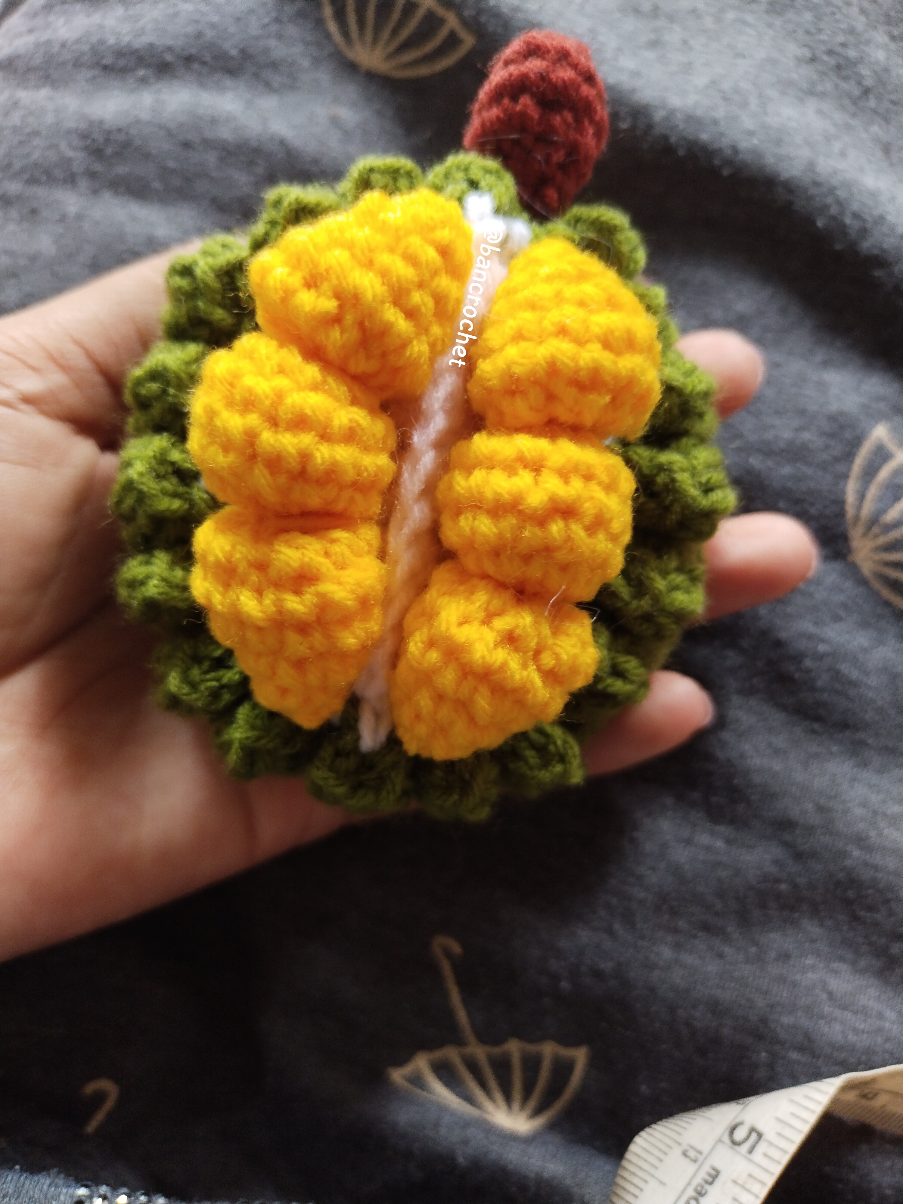 Bancrochet ทุเรียนถักไหมพรม Crochet Durian หลากสี 3*3 inch