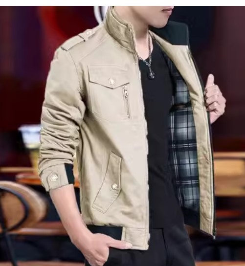 เสื้อแจ็คเก็ต ผู้ชาย แบบเท่ ๆ สีพื้น กระเป๋าเยอะ แบบสวย เสื้อ jacket แขนยาว ใส่เที่ยว กันแดด เท่ ๆ 584942