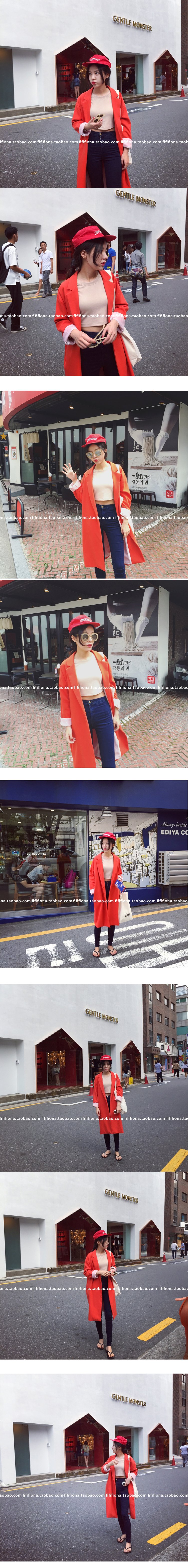 เสื้อคลุมทรงยาว เก๋ สีแดงส้ม ผ้าใยสังเคราะห์เนื้อด้านบุซับใน ทรงสวย พร้อมส่ง แดงส้ม