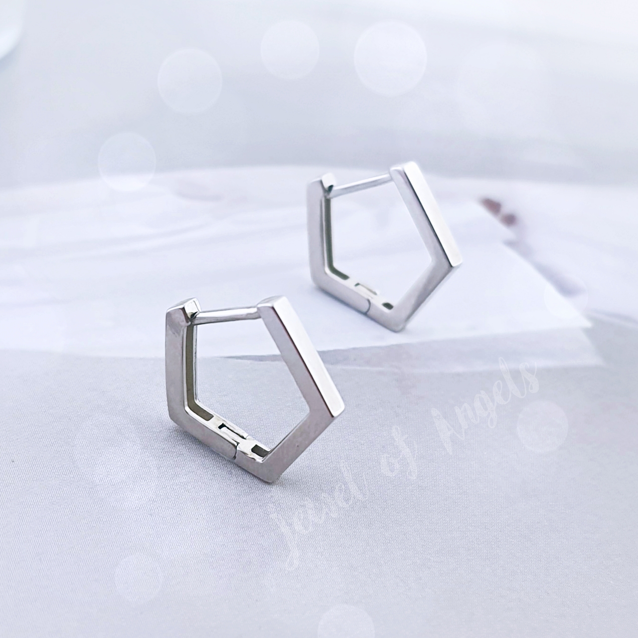 ต่างหูเงินแท้ S925 รุ่น Pentagon ต่างหูห่วงห้าเหลี่ยม มินิมอล สูง13.2mm เงินแท้ทั้งชิ้น Silver925 ต่างหูผู้ชาย ต่างหูผู้หญิง ตุ้มหูเงินแฟชั่น