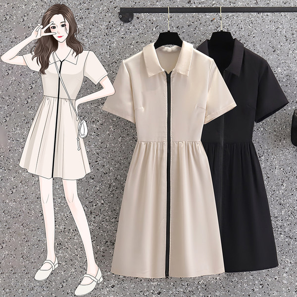 เดรสคนอ้วน เดรสสาวอวบ ชุดเดรสคนอ้วนวัยรุ่นแขนสั้น BY PLUS SIZE Girl