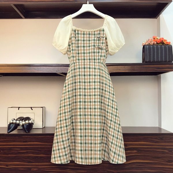 เดรสคนอ้วน เดรสสาวอวบ ชุดเดรสคนอ้วนวัยรุ่นแขนสั้น BY PLUS SIZE Girl