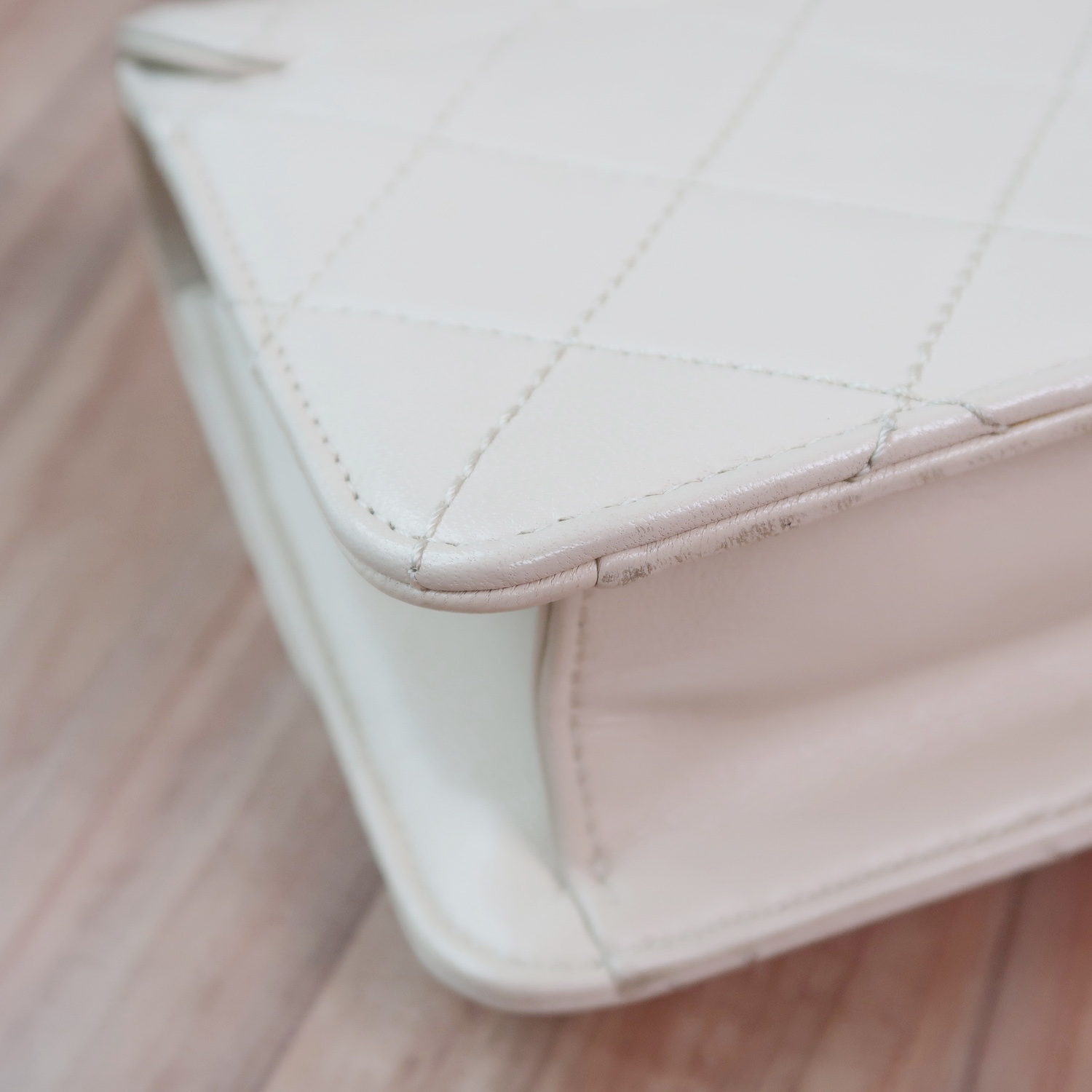 Chanel Ivory Sheepskin Quilted Mini Beauty Lock Flap Bag GHW