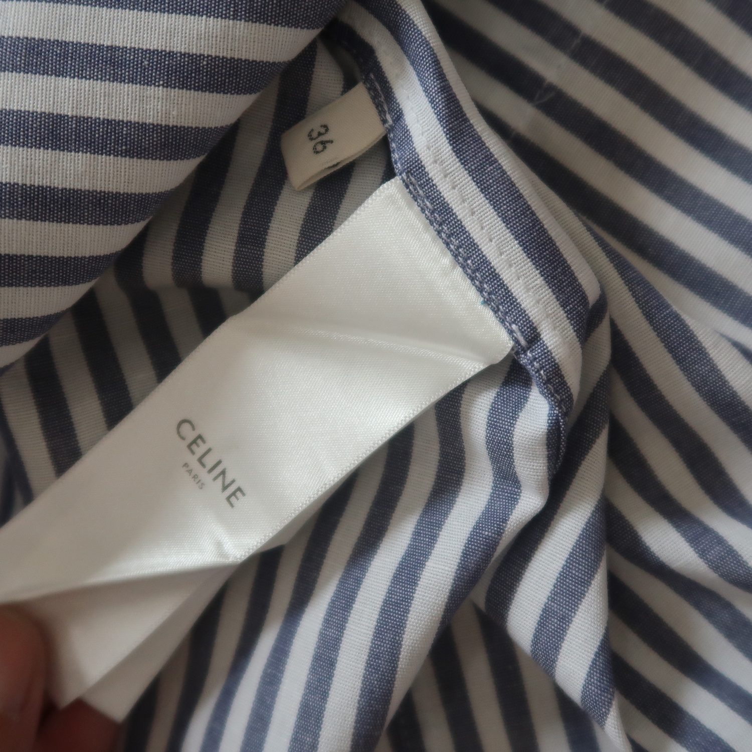 Celine Blue Stripe Crop Shirt