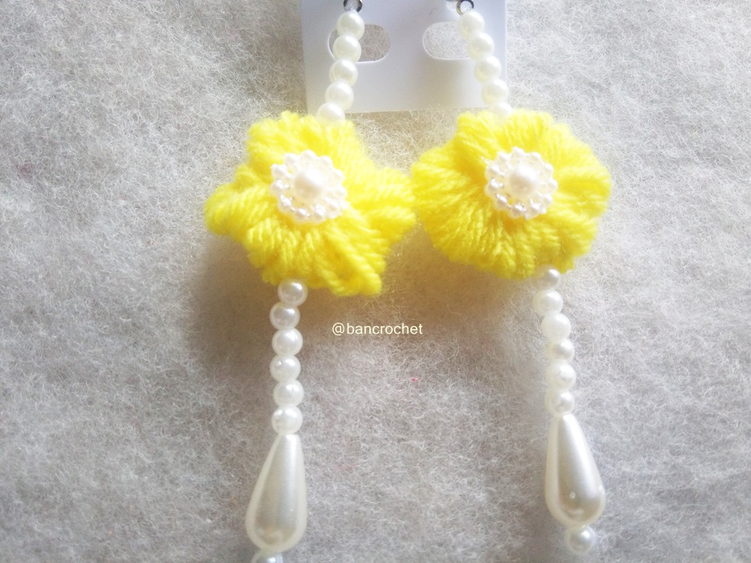 Bancrochet ต่างหูถักโครเชต์ crochet earrings หลากสี 4-6 นิ้ว