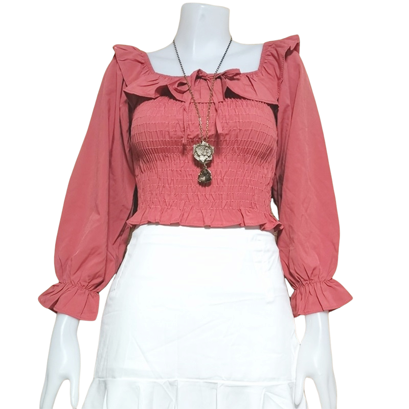 Blouse3892 รวมแบบเสื้อแฟชั่นวัยรุ่น เสื้อครอป เสื้อปาดไหล่ เสื้อสม็อค เสื้อรูดหน้า ผ้าไหมอิตาลี ผ้าชีฟอง งานแฟชั่นประตูน้ำ