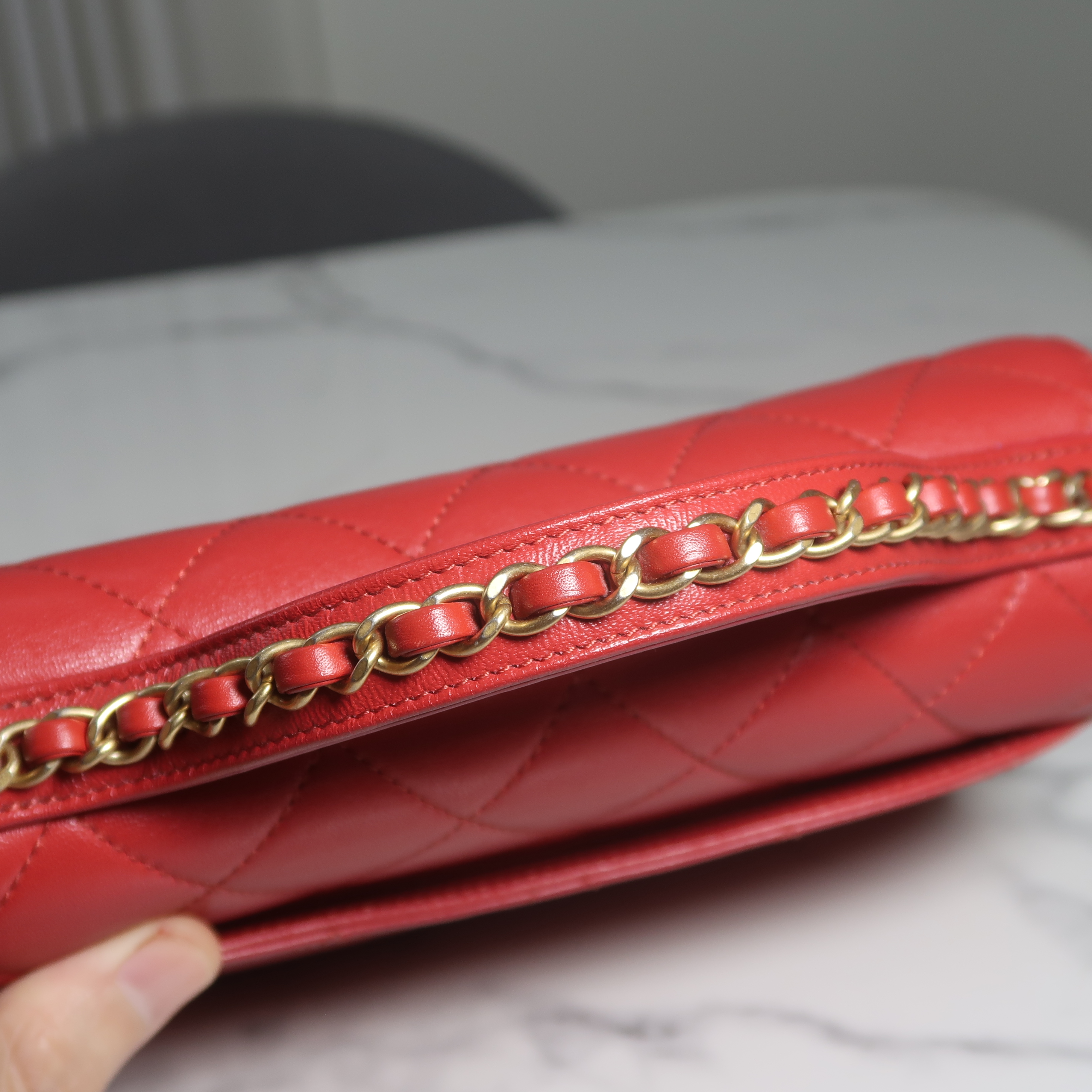 Chanel Red Lambskin Chain Infinity Top Handle Bag GHW(ใบ King Power 2019)
