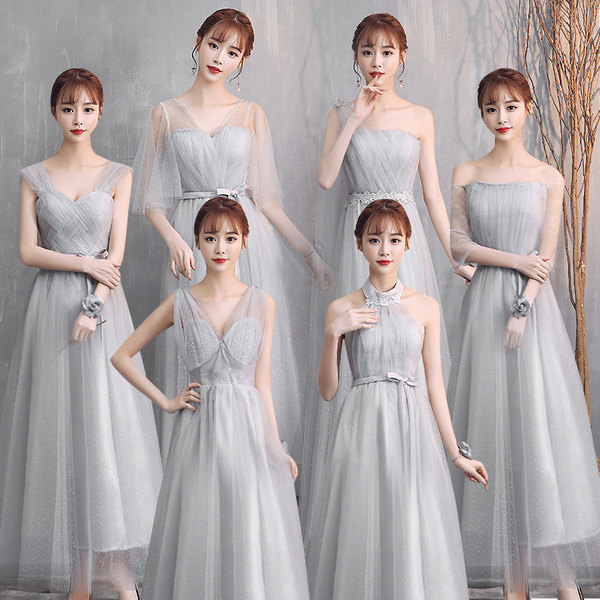 ชุดเพื่อนเจ้าสาว ชุดไปงานแต่งงาน ชุดเพื่อนเจ้าสาวสีเทา