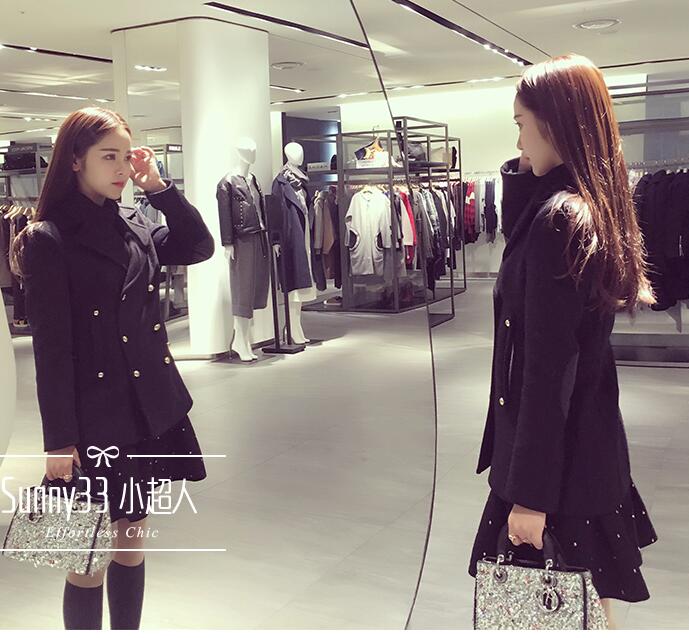 เสื้อโค้ทกันหนาว สีดำ ทรงพอดีตัว แบบนักเรียนเกาหลี ใครชอบแนวนี้พลาดไม่ได้ค่า เนื้อผ้าสำลี+สักกะหลาด บุซับในกันลม ผ้าไม่หนามาก ดำ