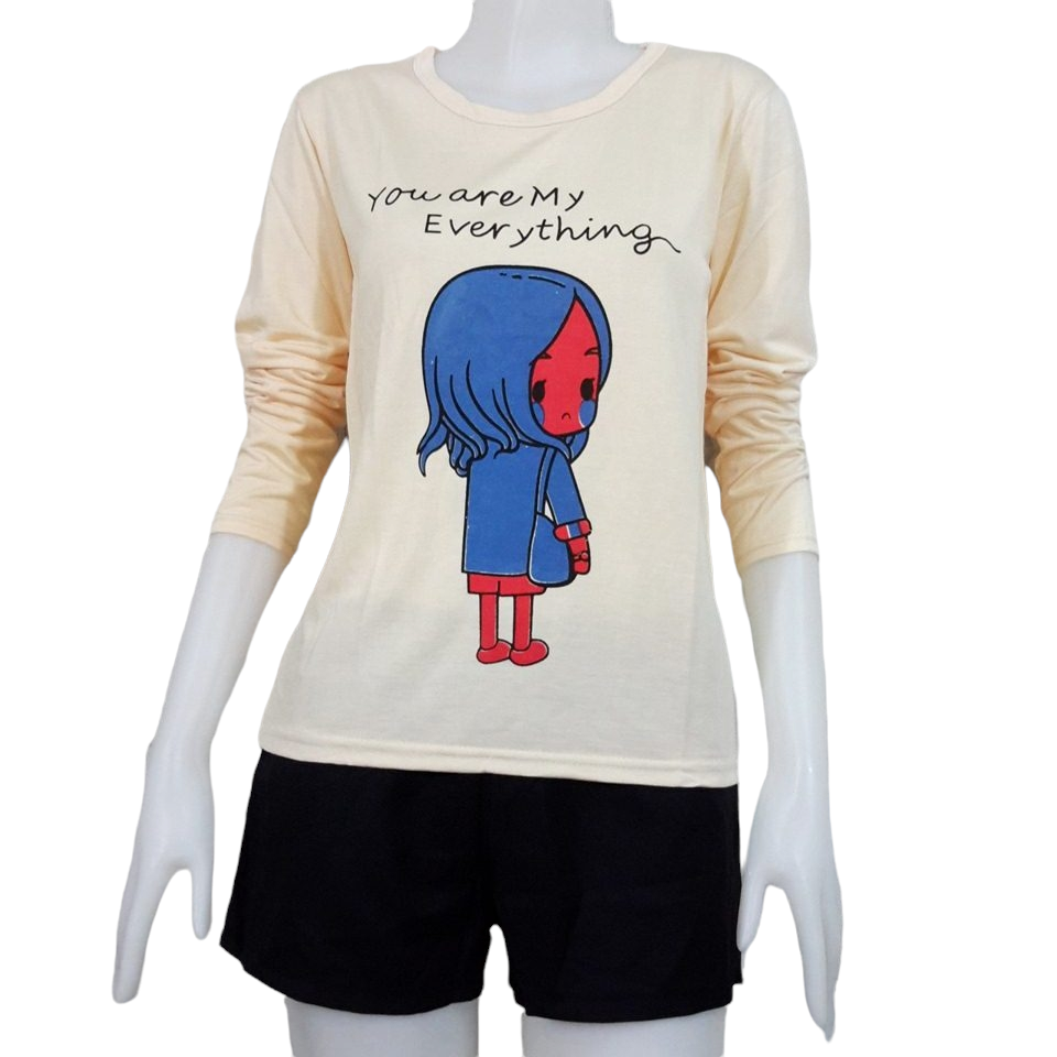 Blouse3668 เสื้อยืดแขนยาวสีพื้นสกรีนลายเก๋ๆ (มีหลายสีหลายลาย) ผ้าคอตตอนเนื้อดีนุ่มใส่สบาย งานดีแมทช์ง่าย แมทช์ได้ทั้งขาสั้นและขายาว