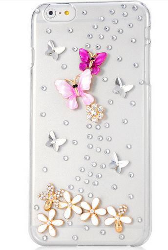 เคส iphone 6 Plus ขนาด 5.5 นิ้ว ติด เพชร เคส Diy ติดคริสตัล ธีม ผีเสื้อ ใน สวนดอกไม้ 3 มิติ เคสไฮโซ ดีไซน์ เก๋ ดูดี มีระดับ 476773