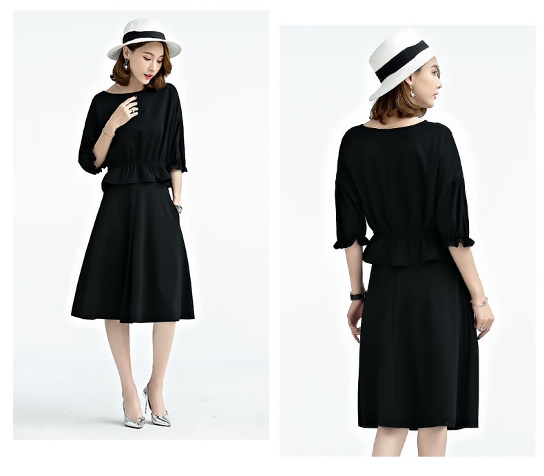 Set_bs1611 ชุดเซ็ท 2 ชิ้น(เสื้อ+กระโปรง) เสื้อแขนสามส่วนระบายเอวสม็อคยางยืด+กระโปรงยาวซิปหลังกระเป๋าข้าง ผ้าหนาเนื้อดีมีน้ำหนักทิ้งตัวสวยยืดขยายได้ งานสองชิ้นสวยคุ้ม ทรงสวยเรียบหรู ผ้าดีเกินราคาดูสวยแพง ใส่เที่ยว/ใส่ทำงานได้