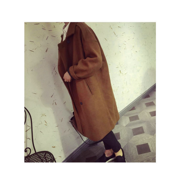OverCoat เสื้อโค้ทกันหนาว ทรงยาวโอเวอร์ สีน้ำตาล งานดี ผ้าวูลเนื้อหนา บุซับในกันลม พร้อมส่ง same pic