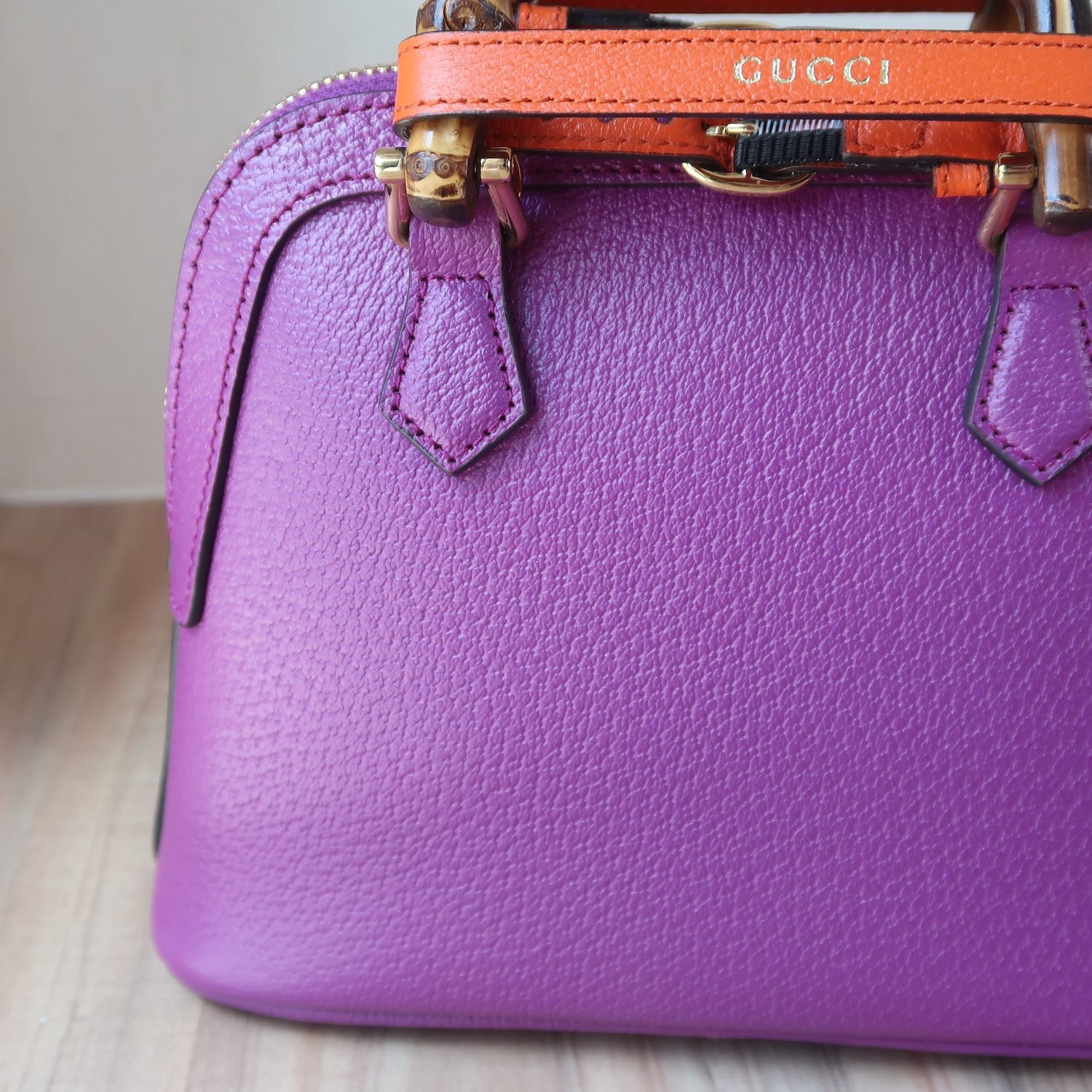 Gucci Purple Calfskin Diana Bamboo Top Handle Mini Dome Tote