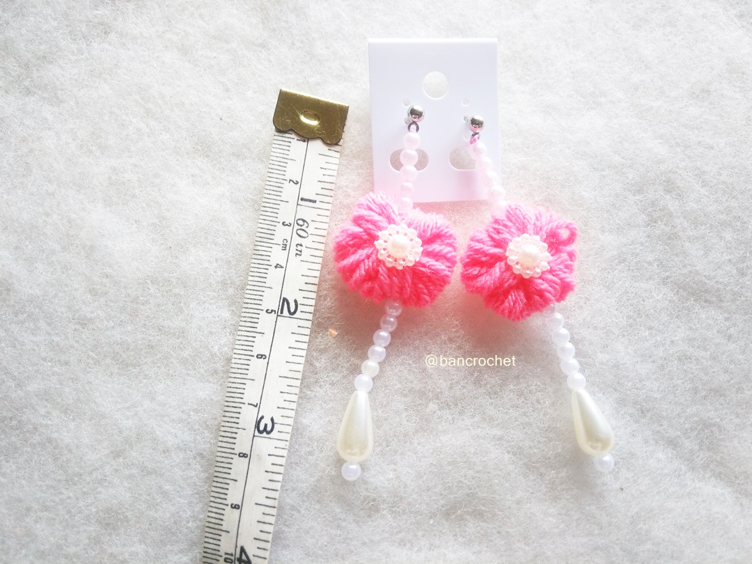 Bancrochet ต่างหูถักโครเชต์ crochet earrings หลากสี 4-6 นิ้ว