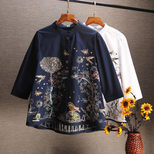 เสื้อผ้าฝ้าย เสื้อผ้าลินิน เสื้อฟรีไซส์ ปักลายสวยๆด้วยด้าย สไตล์VINTAGE มีขนาดไซส์เดียว สำหรับอก 38-40 นิ้ว