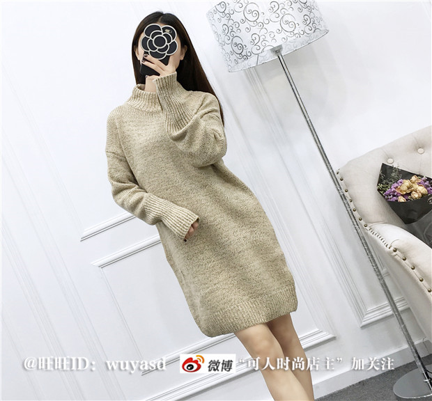 Sweater สีครีม เสื้อไหมพรมถักยาว 27.5 นิ้ว ใส่ตัวเดียวเป็นมินิเดรสได้เลย เก๋ๆ ไหมพรมนุ่มยืดได้เยอะ