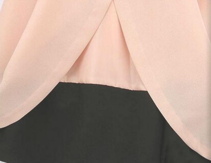 เดรส ผ้าชีฟอง สไตล์คุณหนู เดรสแขนกุด ใส่ออกงาน ใส่ทำงาน กระโปรงเหนือเข่า ออกแบบ กระโปรงระบาย 2 ชั้น ใส่สบาย สีกรมท่า 900621_1