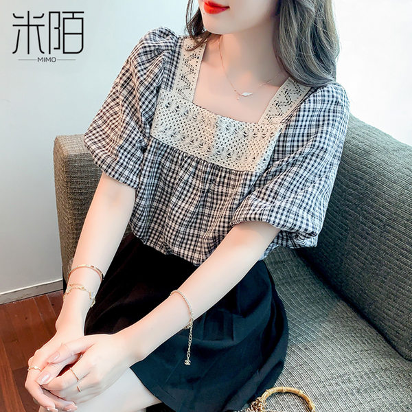 เสื้อลูกไม้ แขนสั้น