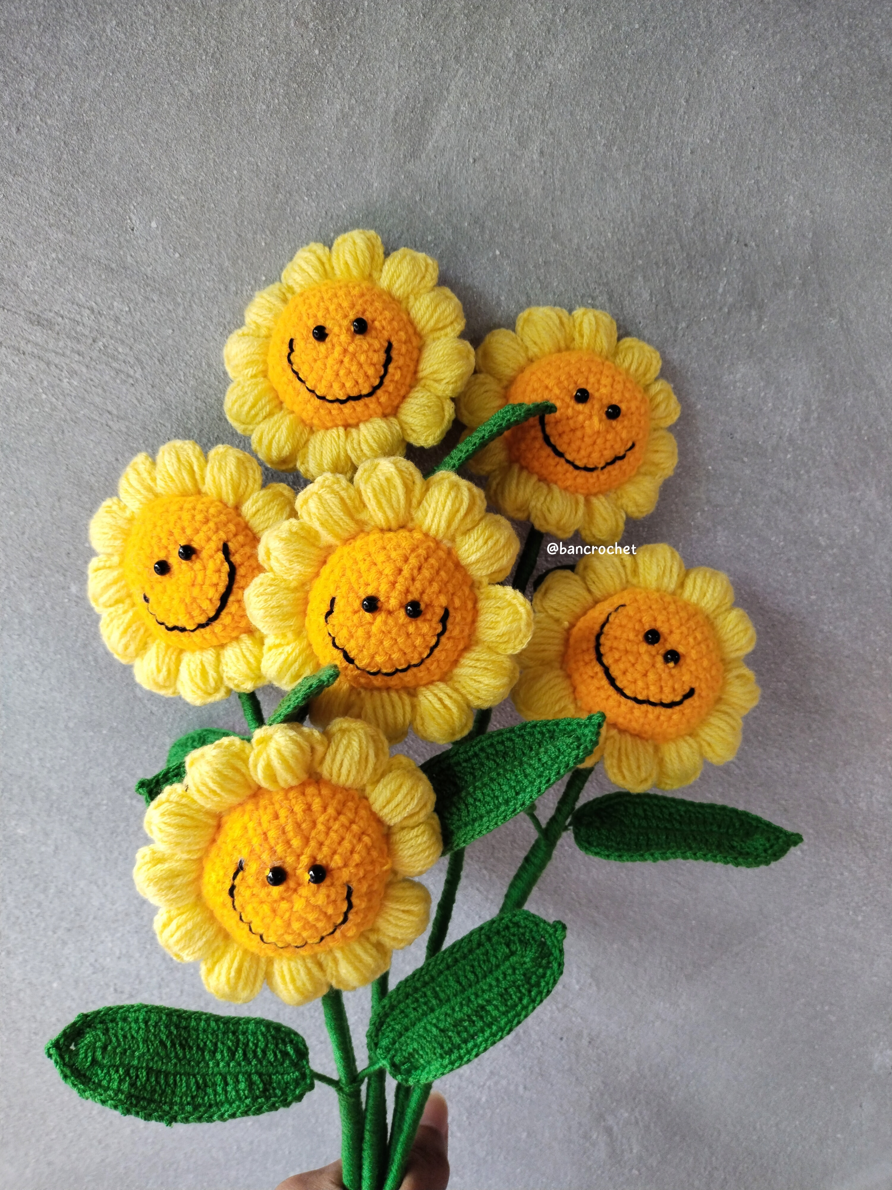 Bancrochet ช่อทานตะวันถักโครเชต์ crochet sunflower หลากสี 3 inch