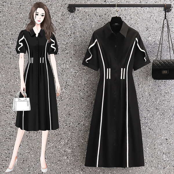 เดรสคนอ้วน เดรสสาวอวบ ชุดเดรสคนอ้วนวัยรุ่นแขนสั้น BY PLUS SIZE Girl