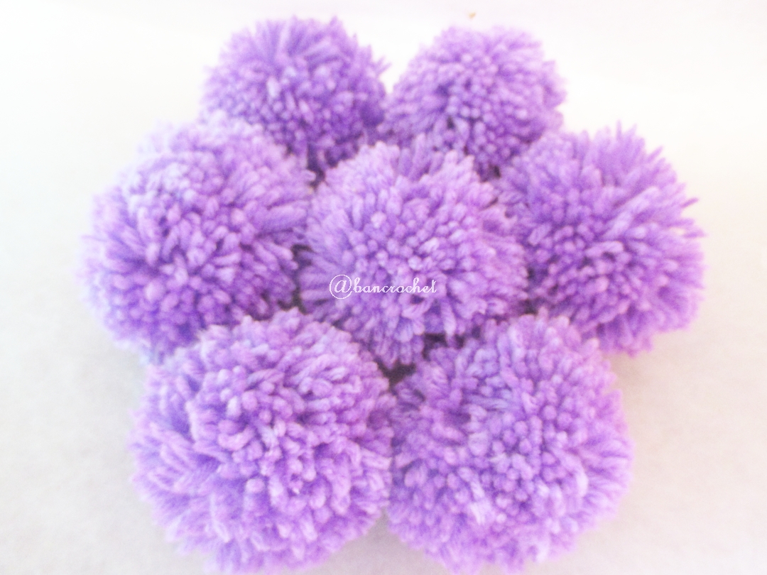 ปอมปอมไหมพรมสีม่วง ขนาด 2 นิ้ว pompoms crochet ม่วงอ่อน 2 นิ้ว