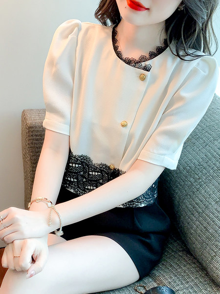 เสื้อลูกไม้ แขนสั้น