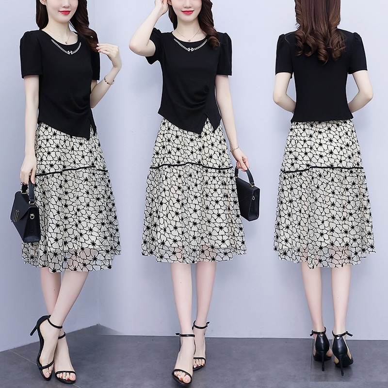 เดรสแขนสั้น มีไซส์ L-5XLอก 38-48 นิ้ว ใส่ได้ทั้งสาวหุ่นดีน่ารักจนถึงสาวอวบพลัสไซส์