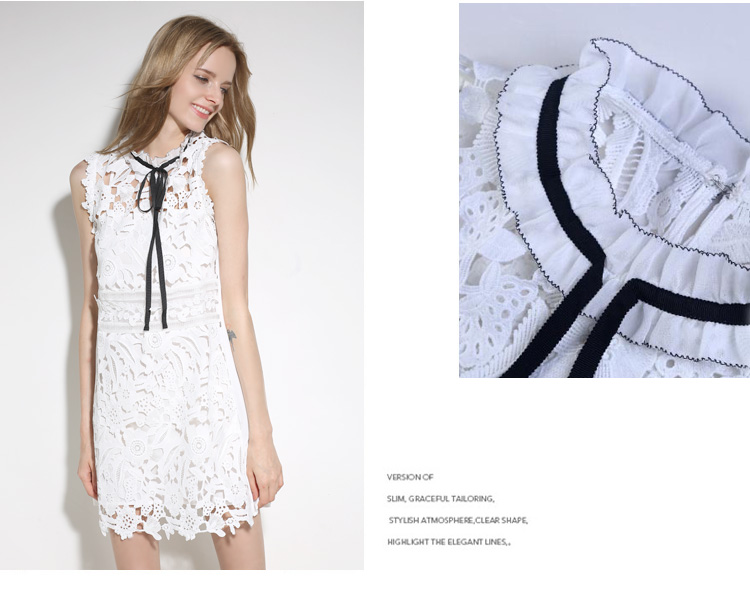 Dress4559 เดรสลูกไม้คอระบายสีขาว ผ้าลูกไม้ฉลุเนื้อดีหนาลายสวยเกรดพรีเมียม มีซับในอย่างดีทั้งชุด งานดีทรงดีลายสวย เรียบหรูดูแพงใส่ได้ทุกโอกาส ใส่เที่ยว/ใส่ทำงาน/ใส่ออกงานได้