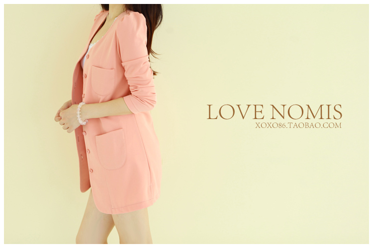 พร้อมส่ง - เสื้อคลุมตัวยาว สีชมพูอ่อน สไตล์เกาหลี เก๋ๆ ชมพูอ่อน