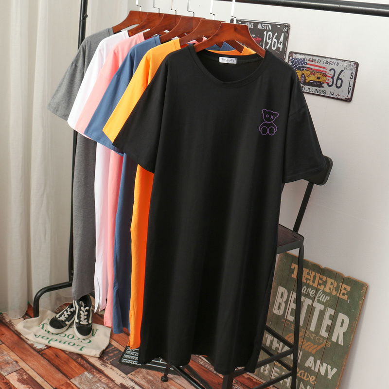 เดรสสไตล์เสื้อยืด S-3XL(อกเสื้อยืด 43- 51 นิ้ว)ใส่สบายๆอยู่บ้าน ใส่นอน