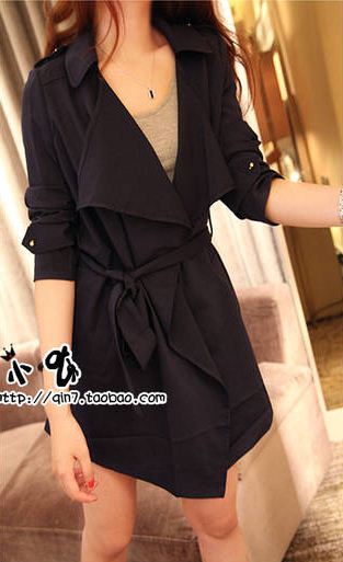 สูทเก๋ๆ พร้อมสายผูกเอว ผ้าทิ้งตัว พร้อมส่ง สีกรมท่า กรมท่า