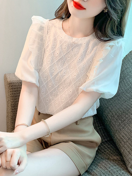 เสื้อลูกไม้ แขนสั้น