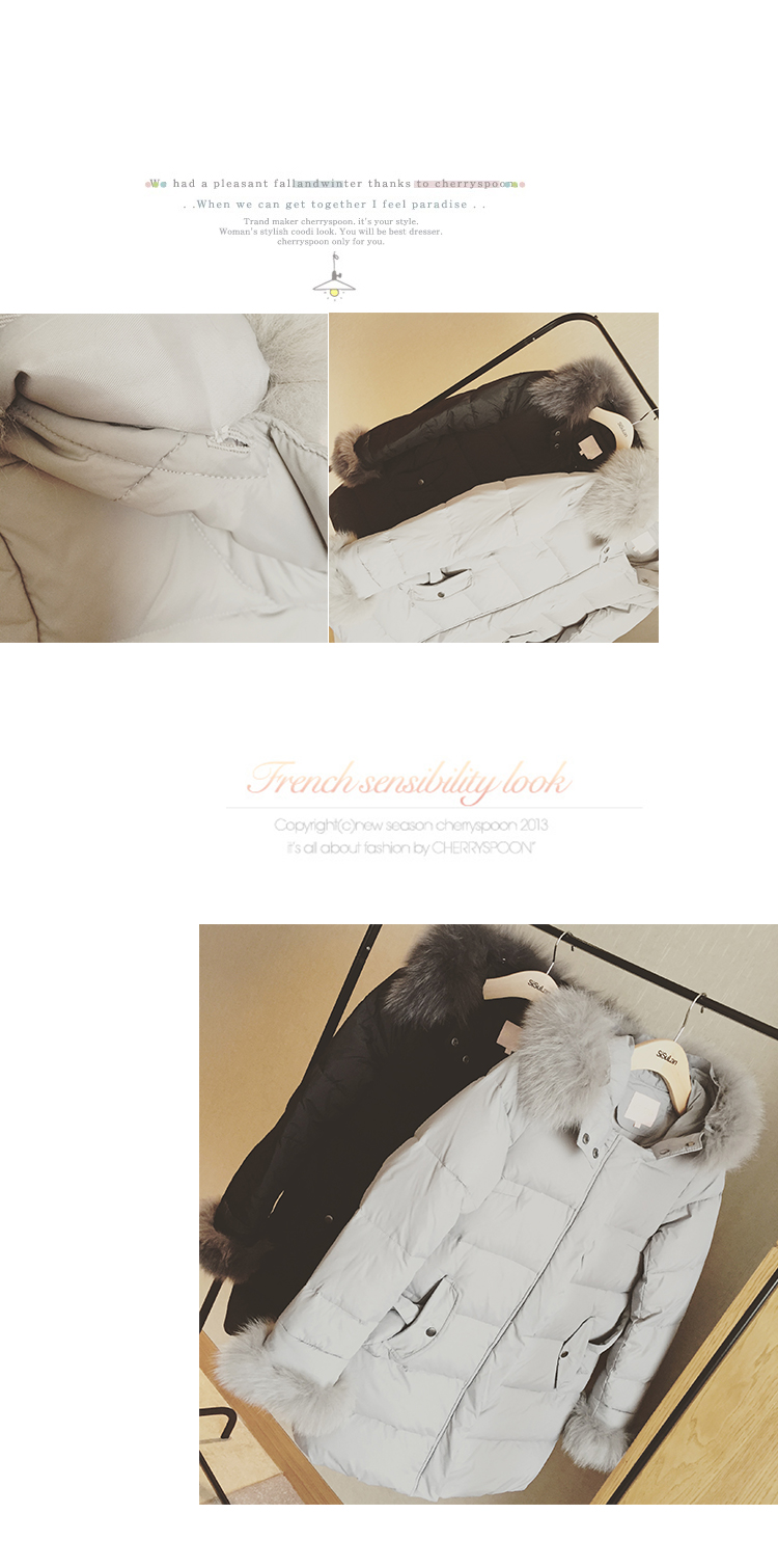 เสื้อโค้ทกันหนาว ตัวยาว ประดับเฟอร์ ที่คอฮู้ดและปลายแขน ผ้าร่มเนื้อดีกันลม กระดุม+ซิปหน้า เกาหลีมากๆ