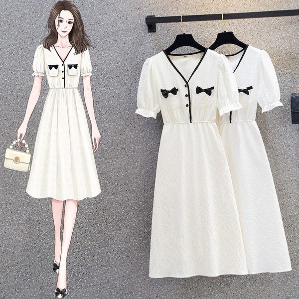 เดรสคนอ้วน เดรสสาวอวบ ชุดเดรสคนอ้วนวัยรุ่นแขนสั้น BY PLUS SIZE Girl