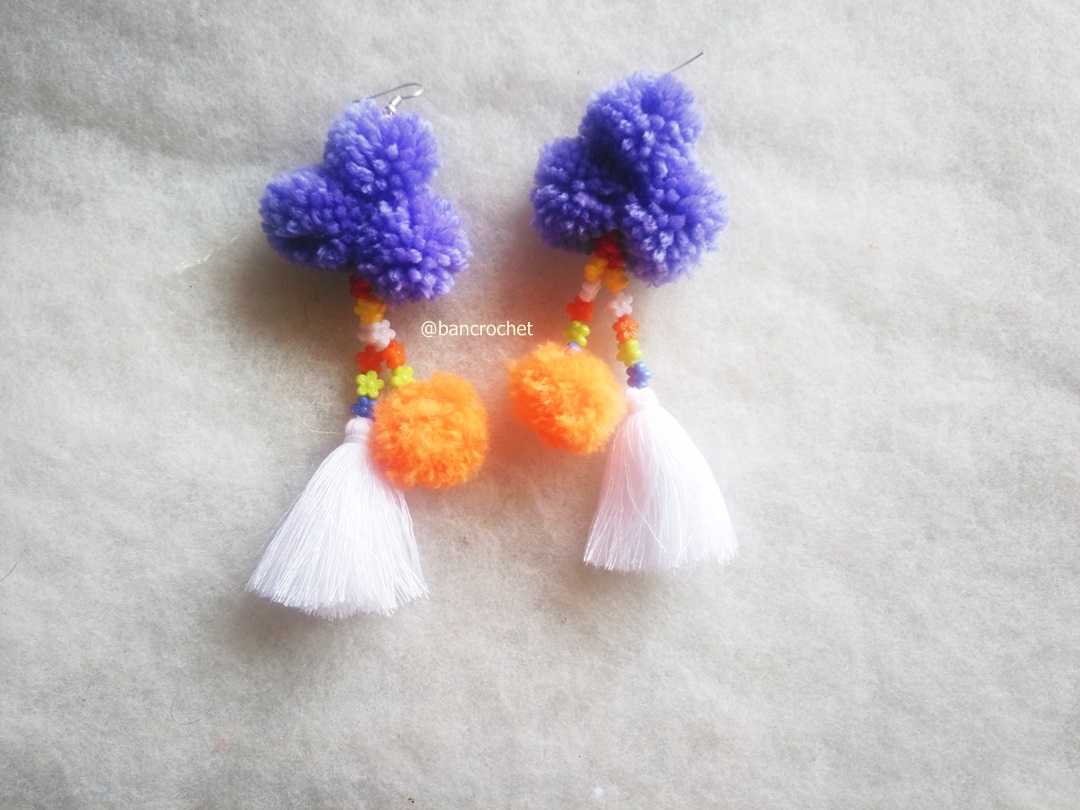 ต่างหูถักโครเชต์ crochet earrings หลากสี 5 นิ้ว