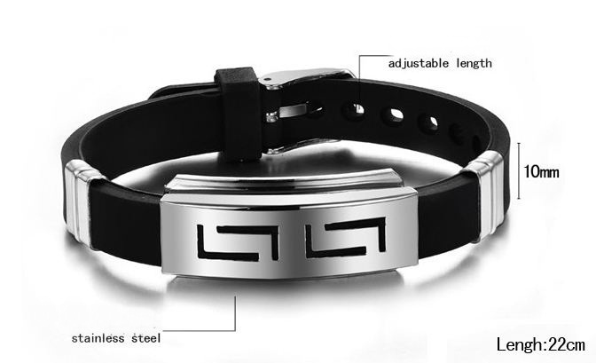 กำไลข้อมือผู้ชาย สร้อยข้อมือผู้ชาย สีดำ ตกแต่ง Stainless Steel สุดเท่ สุขุม นุ่มลึก ของขวัญให้แฟน สุดหรู no 755012