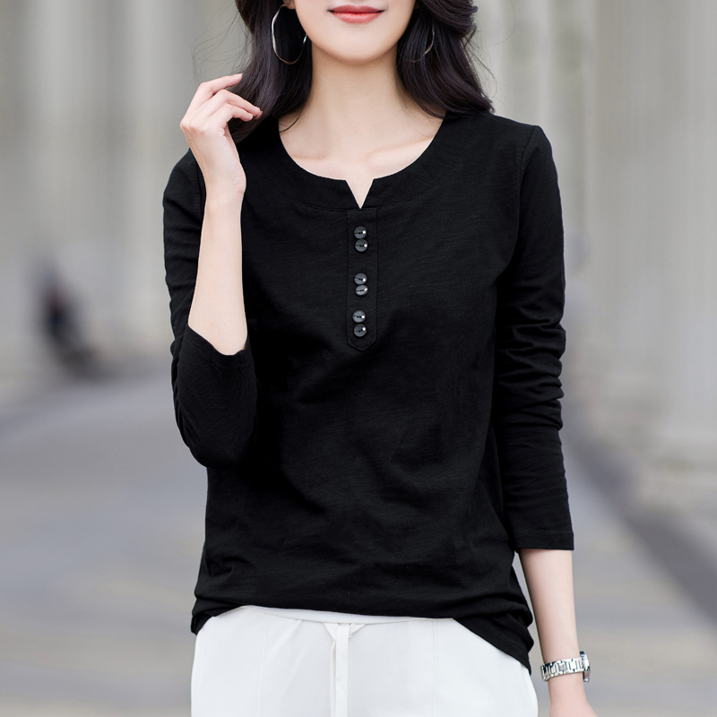 เสื้อยืดสีดำ แฟชั่น เสื้อยืด T-shirt สีดำ สวมใส่สบาย ไม่ร้อน