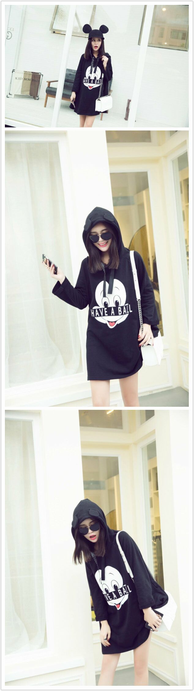 เสื้อแขนยาว สกรีนลายมิกกี้เมาส์ น่ารัก ผ้า cotton ไม่หนา ใส่เป็นเสื้อตัวยาวได้ค่ะ black