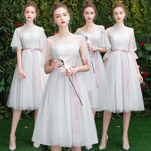 ชุดเพื่อนเจ้าสาว ชุดไปงานแต่งงาน ชุดเพื่อนเจ้าสาวสีเทา