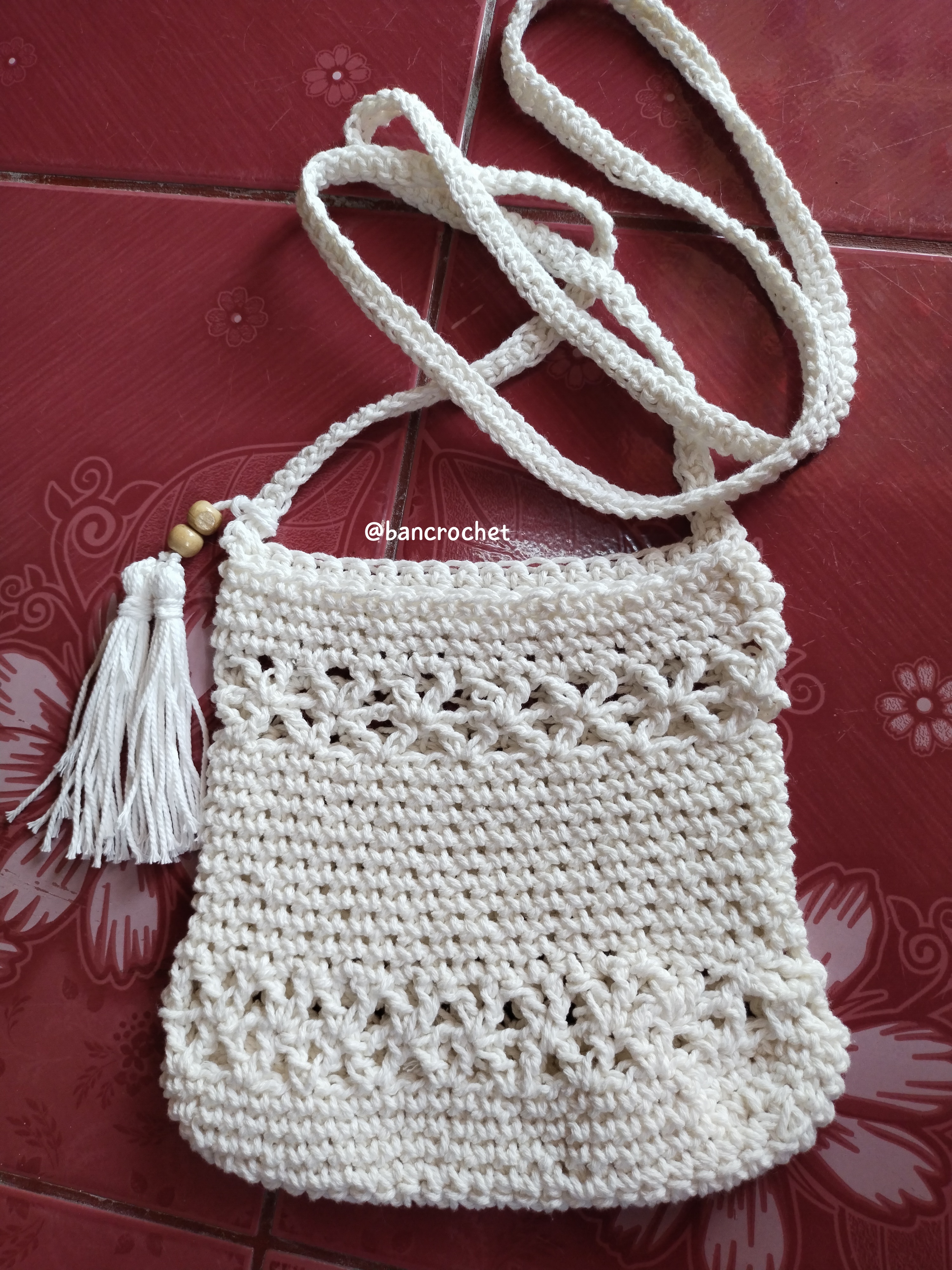 Bancrochet กระเป๋าเชือกถักโครเชต์ crochet bag หลากสี 16*16 cm