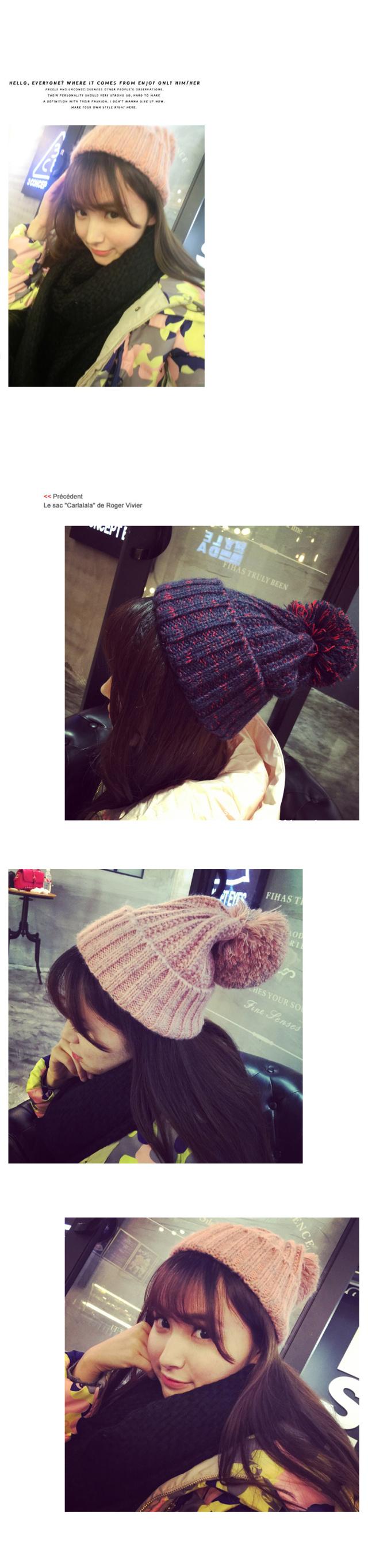 หมวกไหมพรม ทรงยอดฮิต สีชมพู น่ารัก เกาหลีสุดๆ