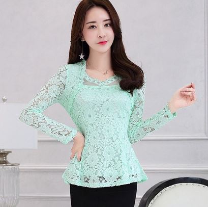 เสื้อผ้าลูกไม้ แขนยาว สีเขียว สว่าง ใส่ออกงาน สไตล์ คุณหญิง คุณนาย เสื้อแฟชั่นผู้หญิง ใส่ไปงานทางการ งานแต่งงาน แบบสวย ๆ 424502_4