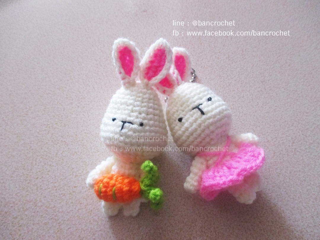 พวงกุญแจกระต่ายคู่รัก สีชมพู